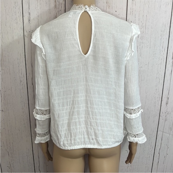 White Lace Ruffle Women's Top - Picture 2 of 14
